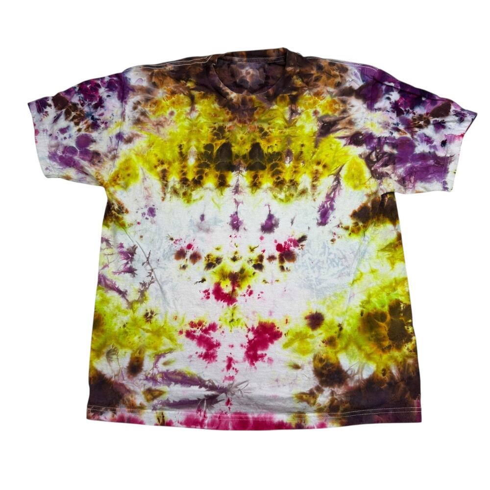 Hand Dyed Tie Dye Tee T Shirt Abstract Acid Wash Grunge Festival Adult Large